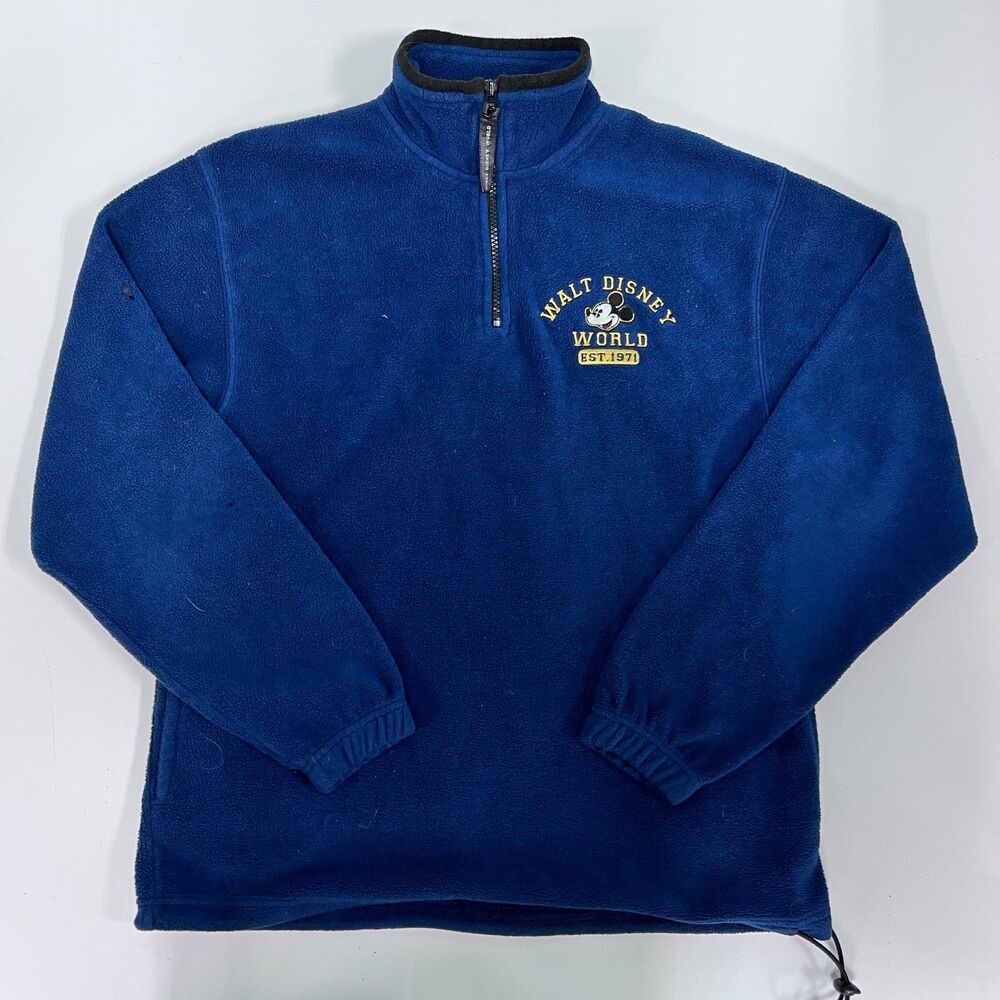 Walt Disney World 1971 Mickey Mouse Blue Fleece Pullover Mens small